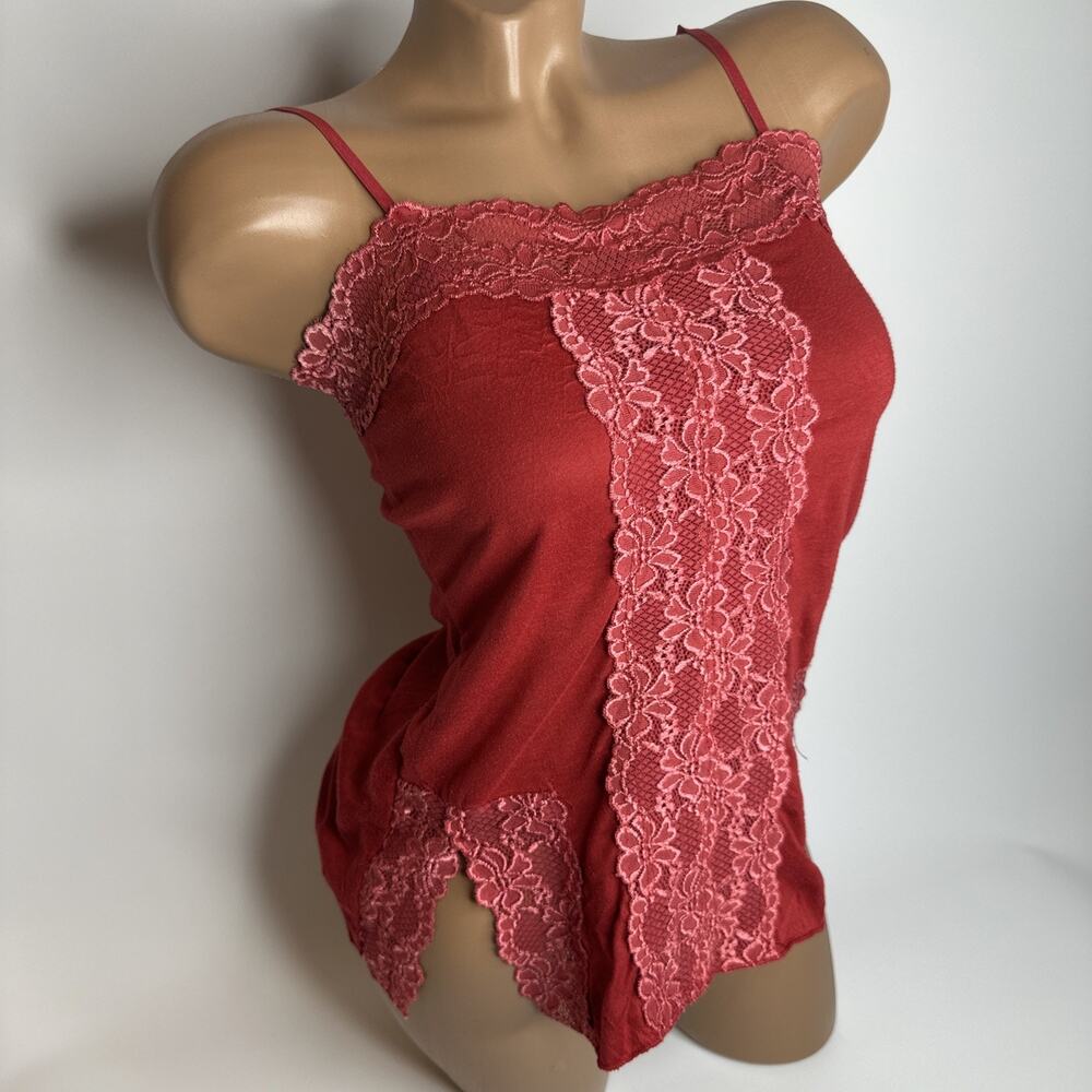 Lily White Vintage Y2K Lace Cami Tank Top Red Fairy Grunge Coquette Small XS USA